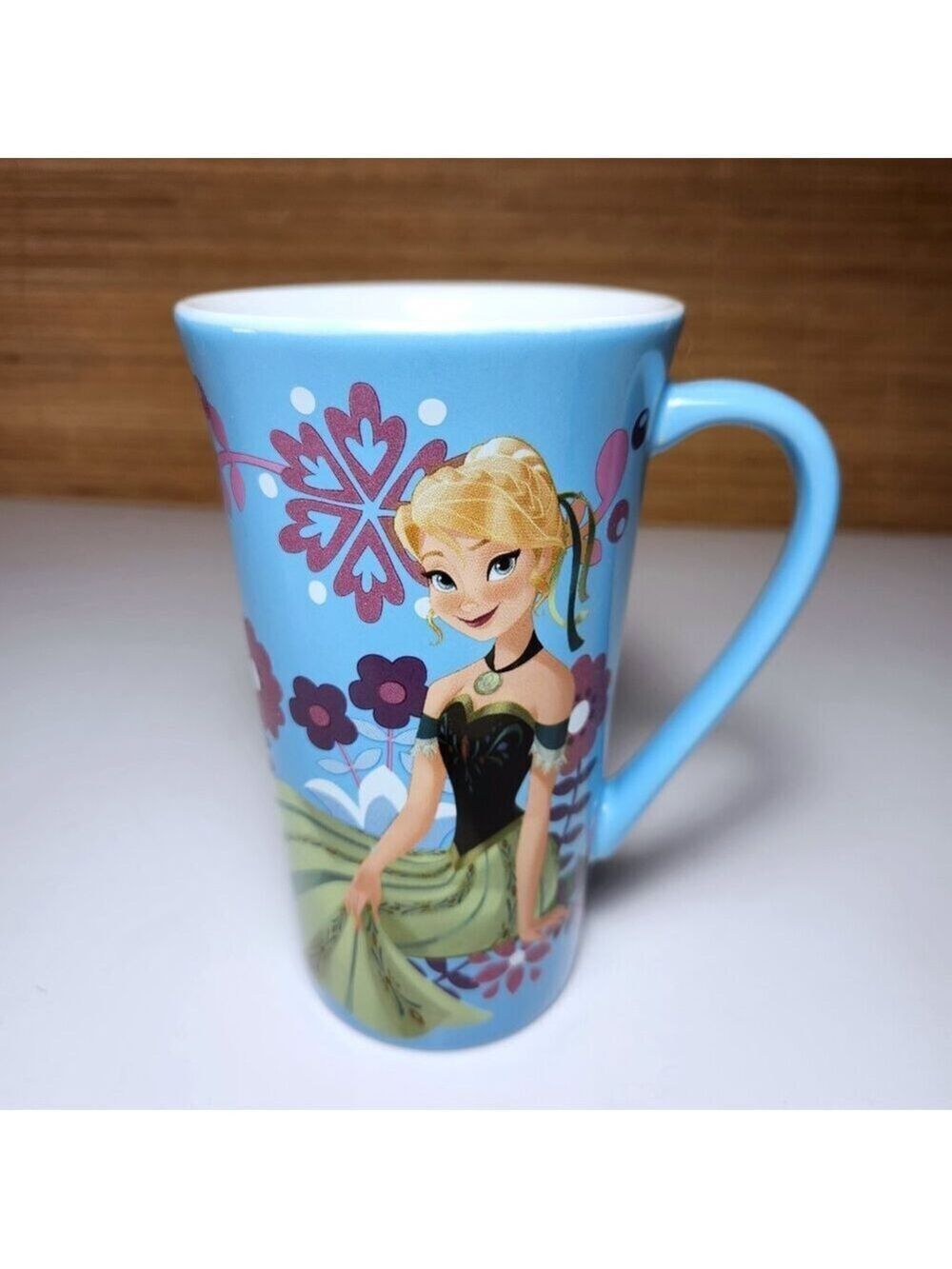 Disney Frozen Anna Latte Mug Tall Cup Princess Snowflake Ceramic Authentic
